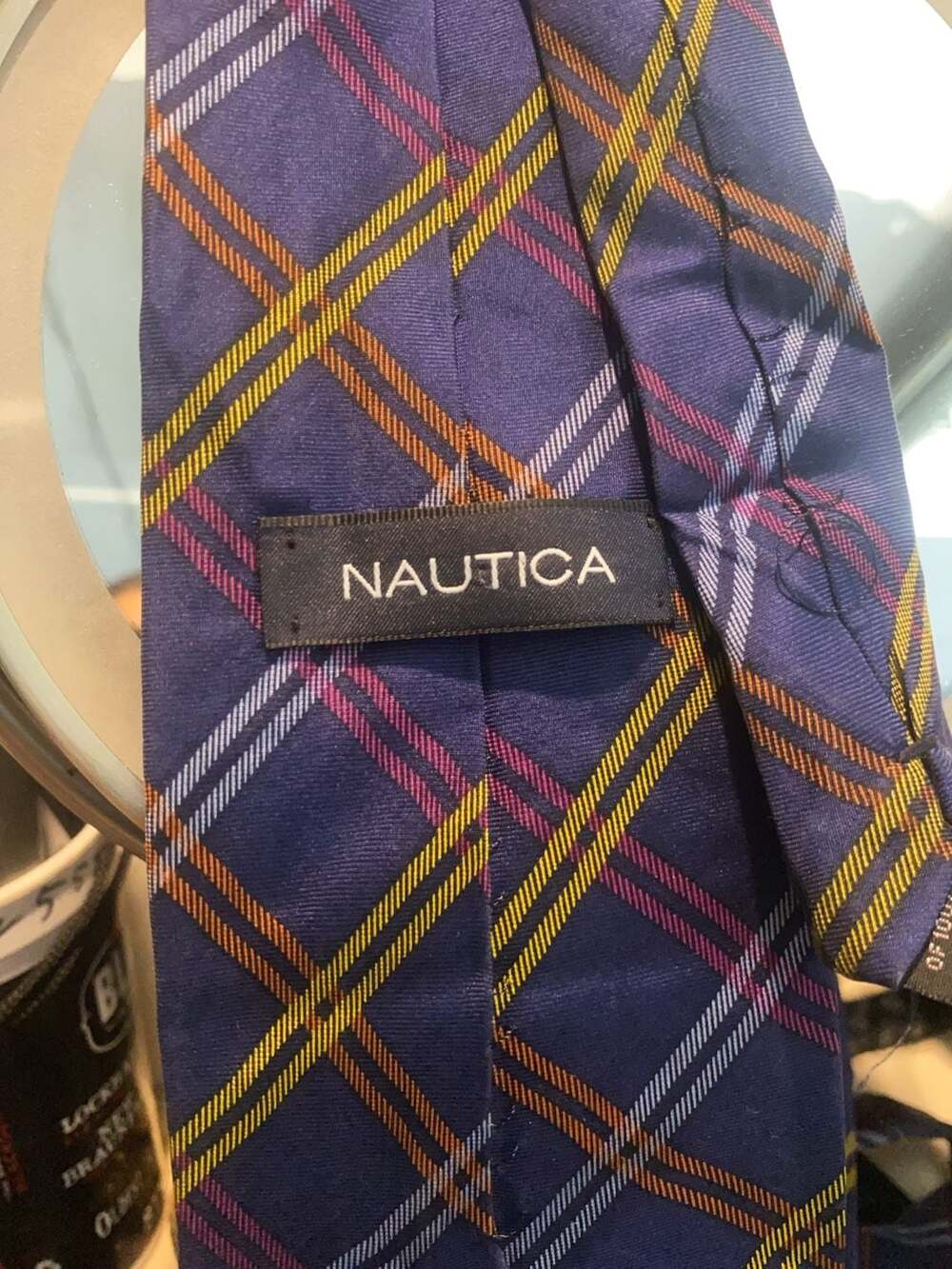 Nautica Men's Blue Plaid 100% Silk Necktie